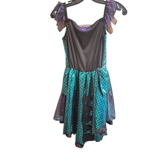 Target Girls Dragon Costume With Wings & Horns Purple/Teal Metallic Size L 100% - Picture 5 of 9